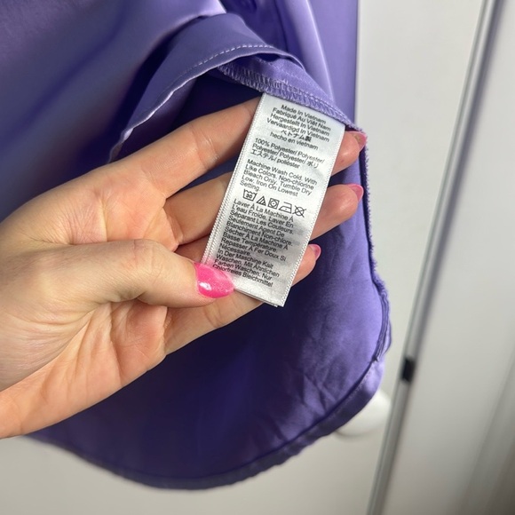 J. Crew Slim-fit drapey shirt in luster crepe size 16 minimalist basic purple - Picture 4 of 10